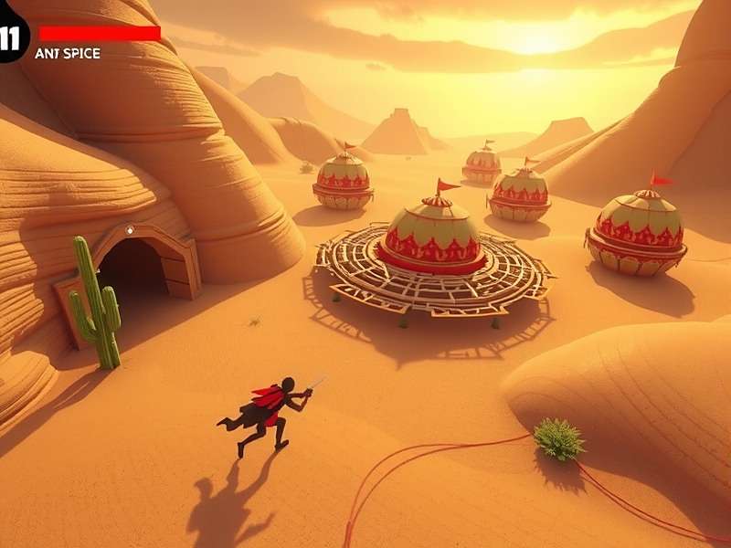 Pro Spice Strategy in Red Chilli Adventure Red Chilli Adventure gameplay showing a player using a spice combo to escape enemies in a Rajasthan desert